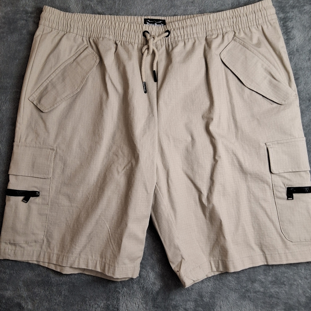 Mens Dogg Style Cargo Shorts XL Khaki‎ Tan Beige Snoop Dogg